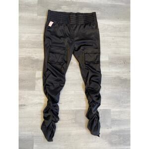 Akira Women's Black Satin Ruched Joggers Pull On Front Pockets Plus Size 3X